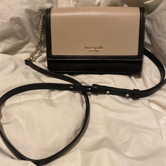 NEW ♠️ Authentic Kate Spade beige & black small flap crossbody ♠️ - Picture 8 of 8